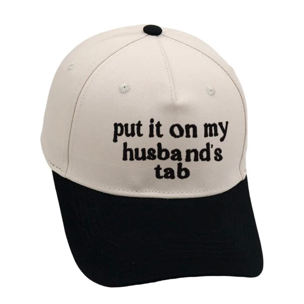 Put It On My Husband’s Tab Black Rice Color Baseball Hat Adjustable Cap NWT